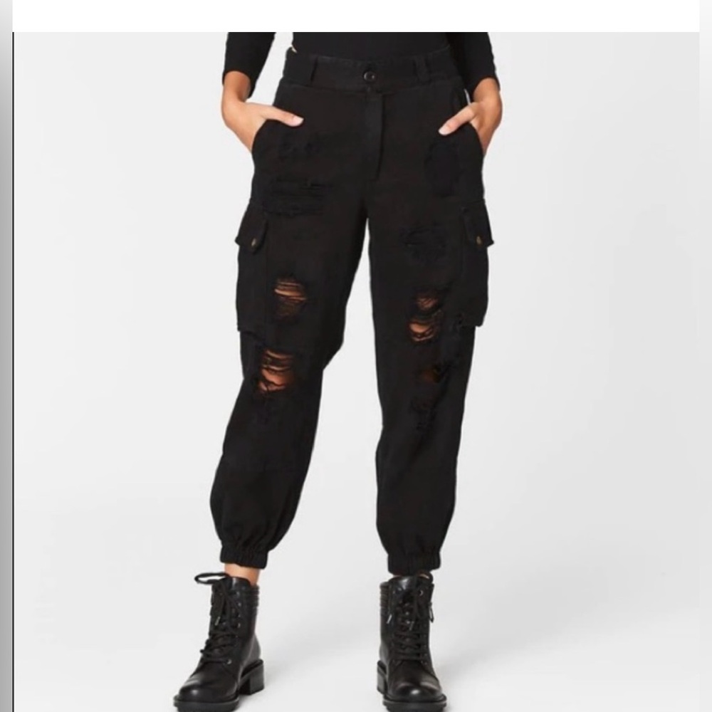 NEW Carmar Distressed Black Cargo Joggers | Size 4